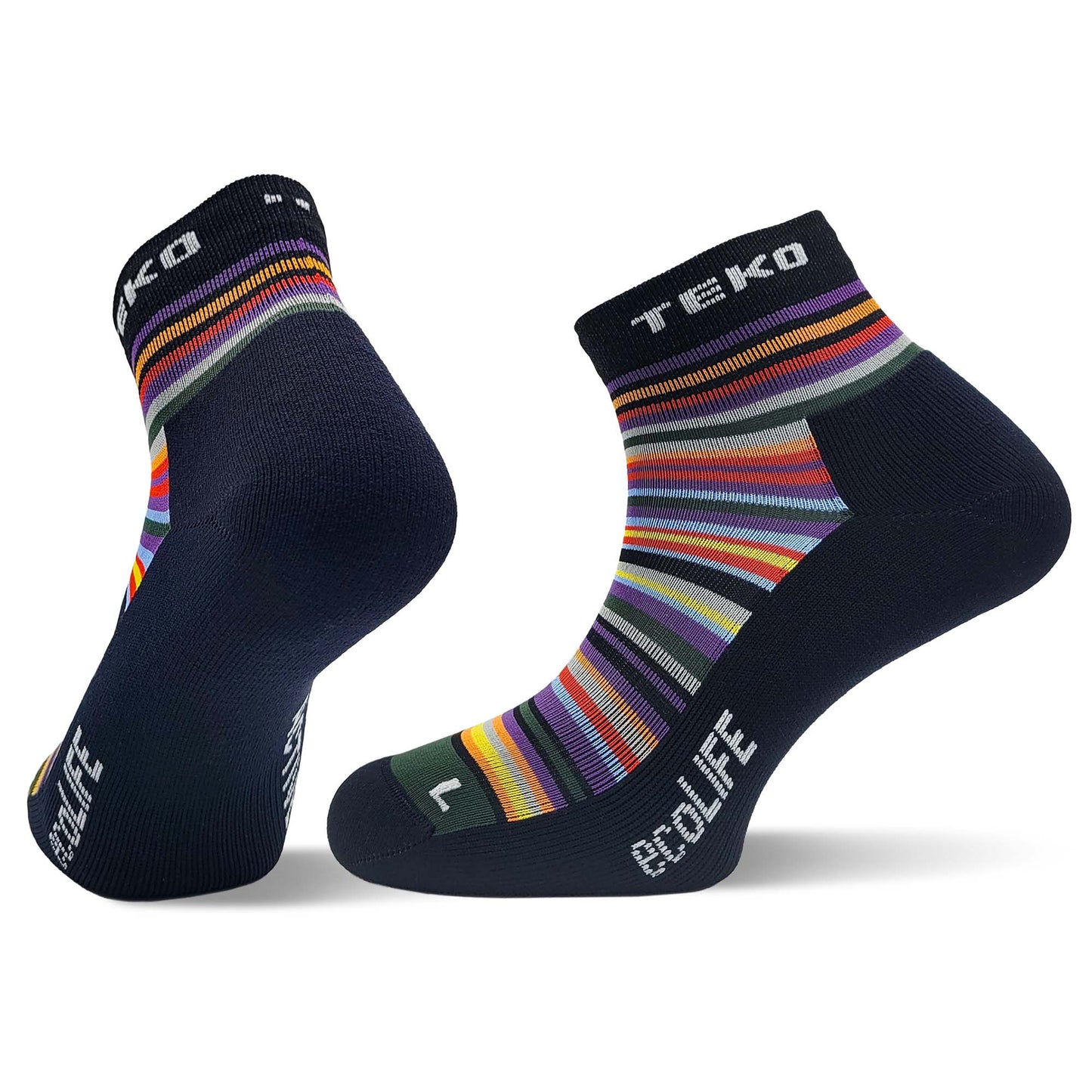 TEKO eco LIFE - SPECTRE 3.0 - Medium Half Cushion Socks - Black Stripe