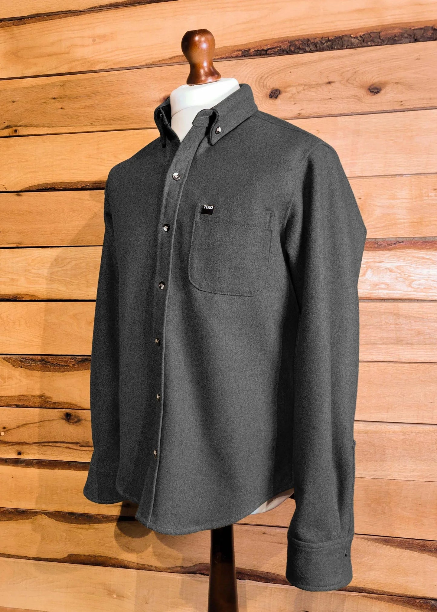 TEKO FRASER eco MELTON Wool 2.0 Men's Shirt - Granite - TEKO eco-performance
