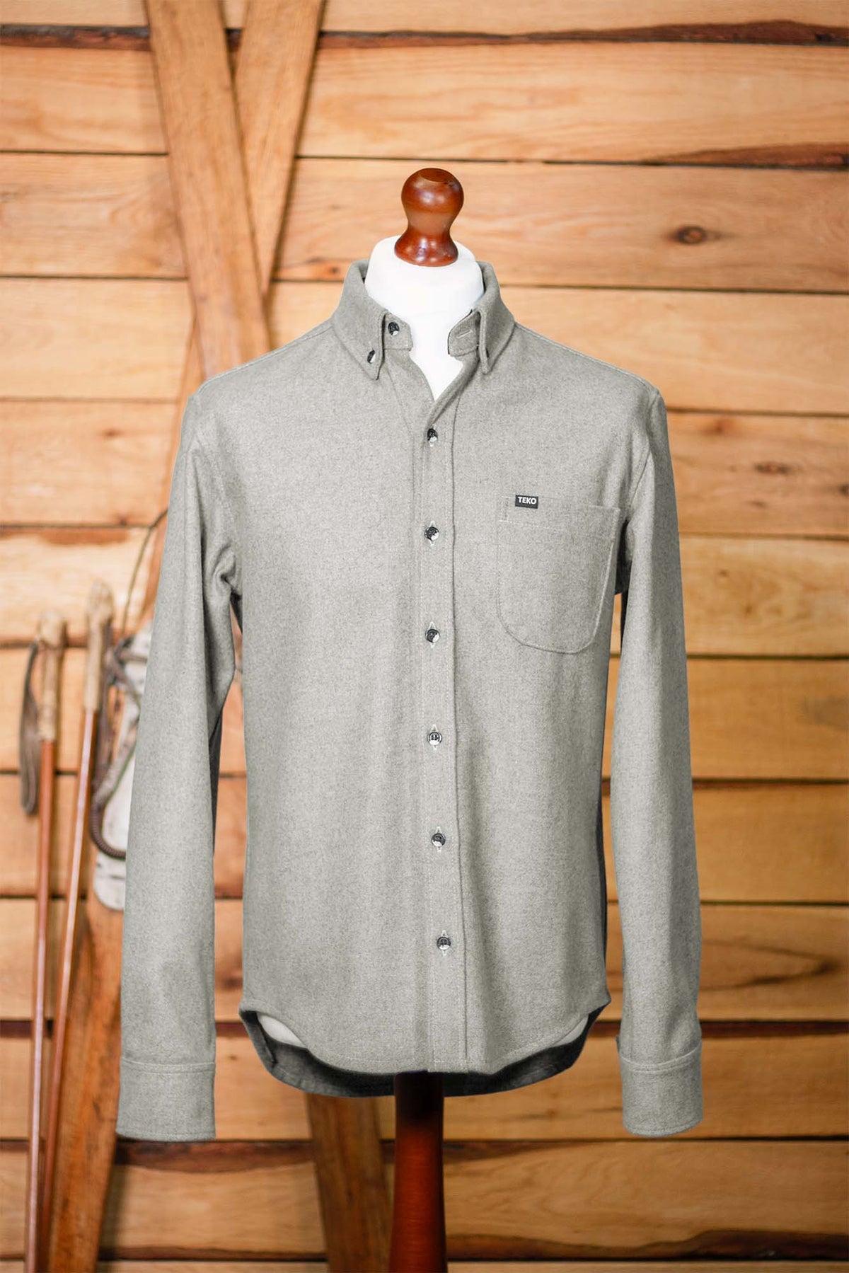 TEKO FRASER MELTON 2.0 Wool Shacket - Silver Birch
