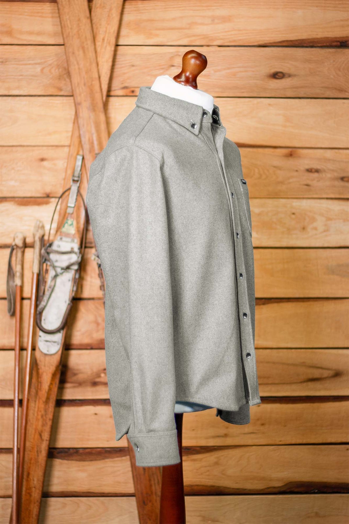 TEKO FRASER MELTON 2.0 Wool Shacket - Silver Birch