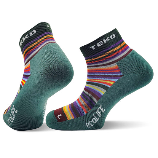 TEKO eco LIFE - SPECTRE 3.0 - Medium Half Cushion Socks - Green Stripe