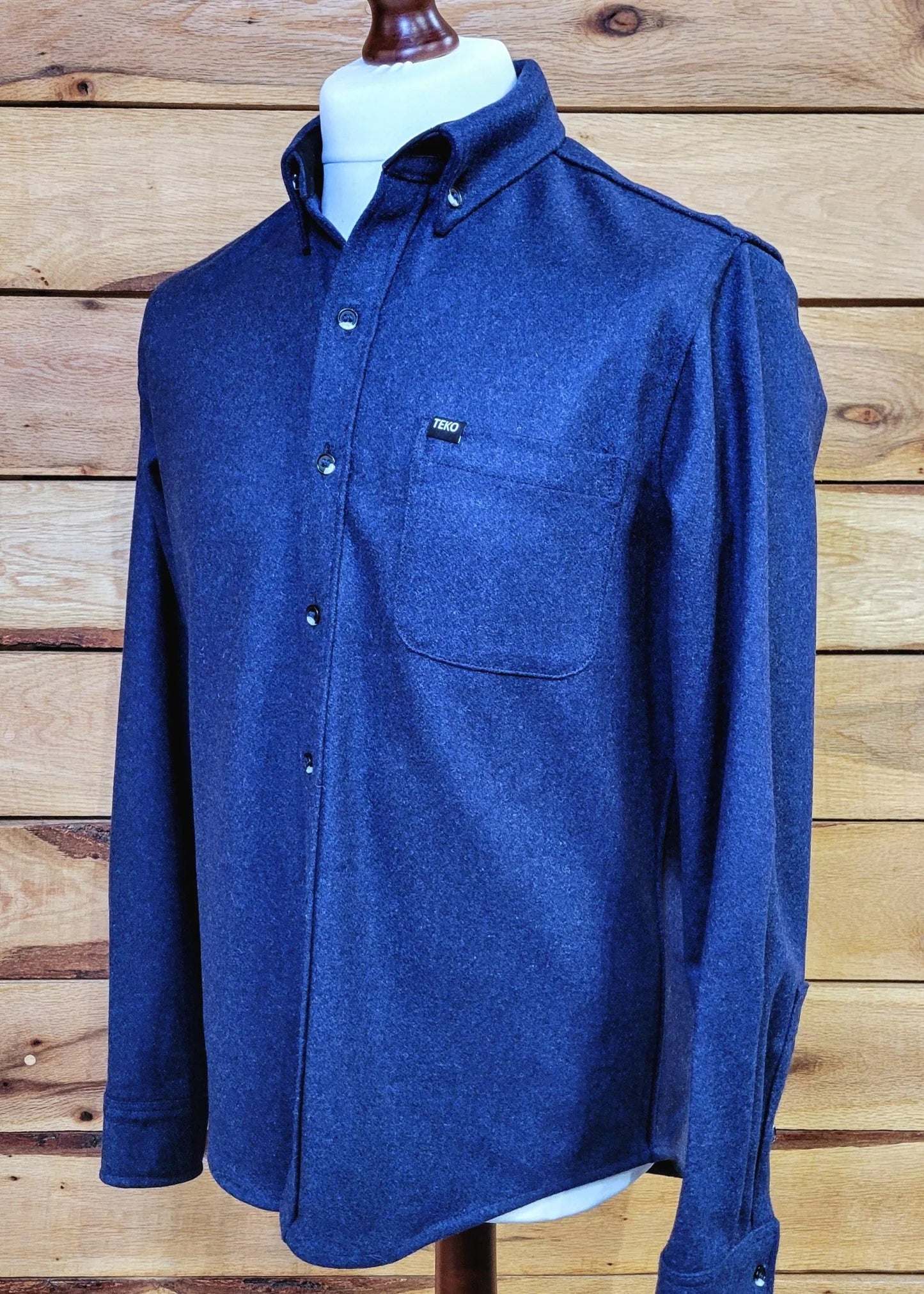 TEKO FRASER eco MELTON Wool 2.0 Men's Shirt - Storm Blue - TEKO eco-performance