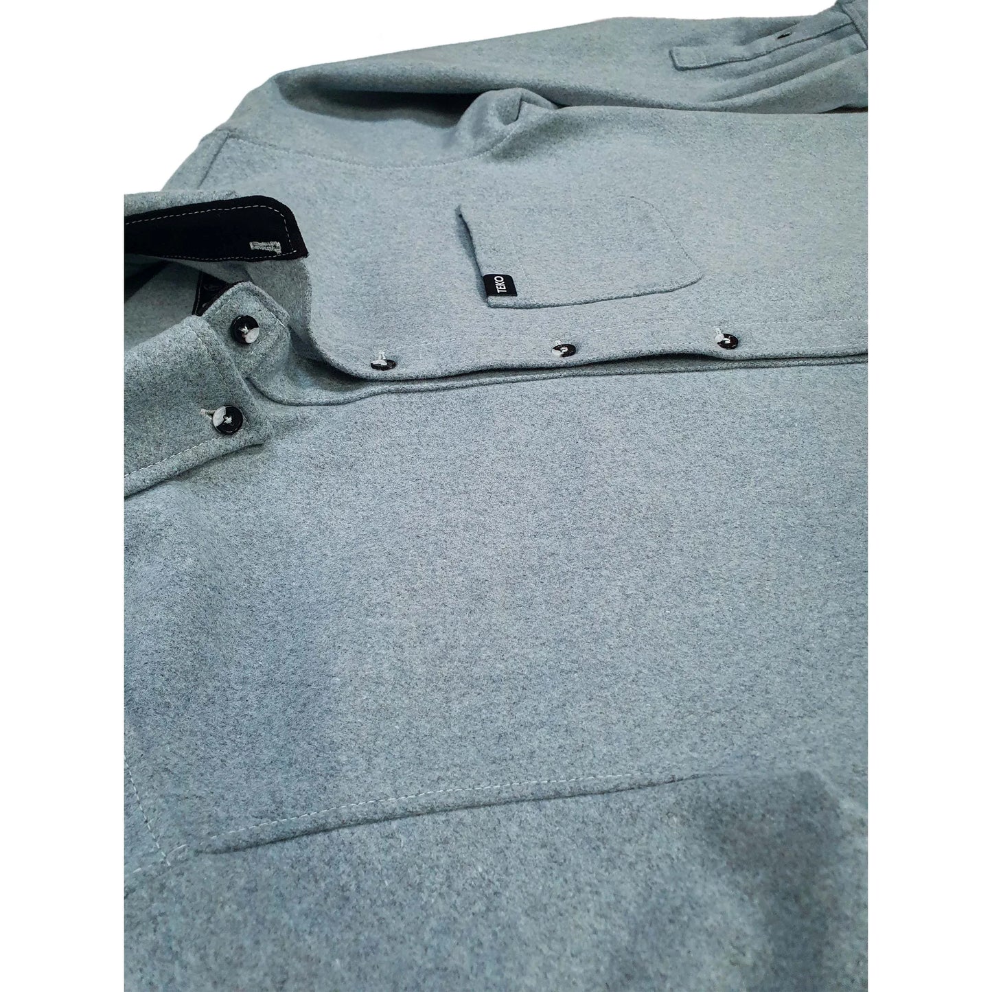TEKO FRASER eco MELTON Wool 2.0 Men's Shirt - Misty Blue - TEKO eco-performance